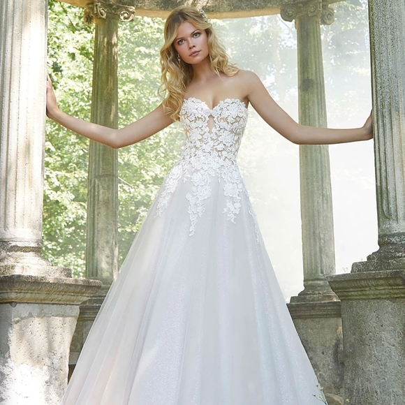 Mori Lee Pierette Elegant Lace Wedding Dress in Ivory - Picture 2 of 4